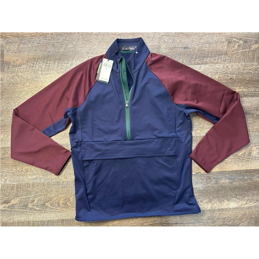 RLX Ralph Lauren Golf Mens Luxury 1/2 Zip Pullover Blue Burgundy Small NWT $168